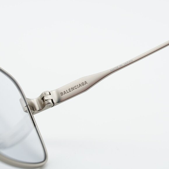 Balenciaga BB0418SK 004 Sunglasses Silver Square Frame, Grey Lenses main image 4